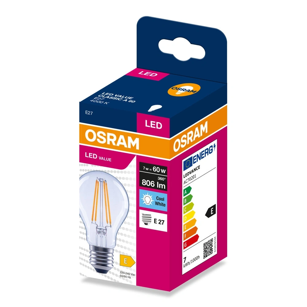 Osram CLA60 7W/230V filament E27 LED fényforrás