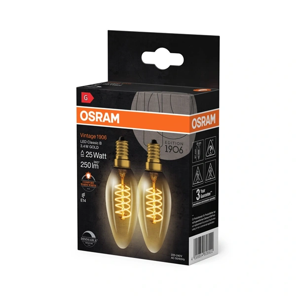 Osram Filament DIM 3.4W 2200K Gold E14 LED fényforrás