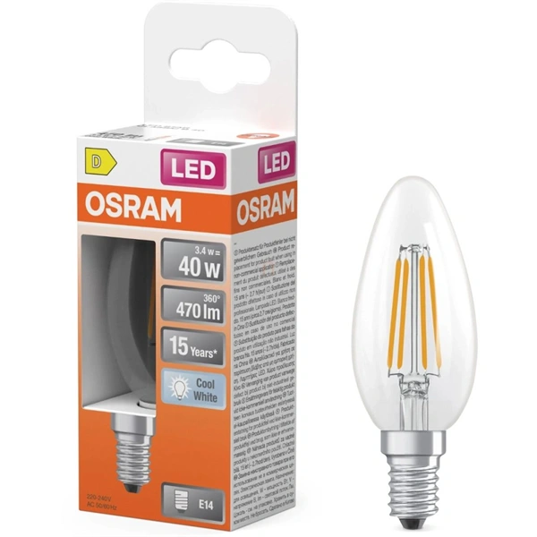 Osram LED Retrofit CLASSIC B 3.4W 840 Clear E14 LED izzó