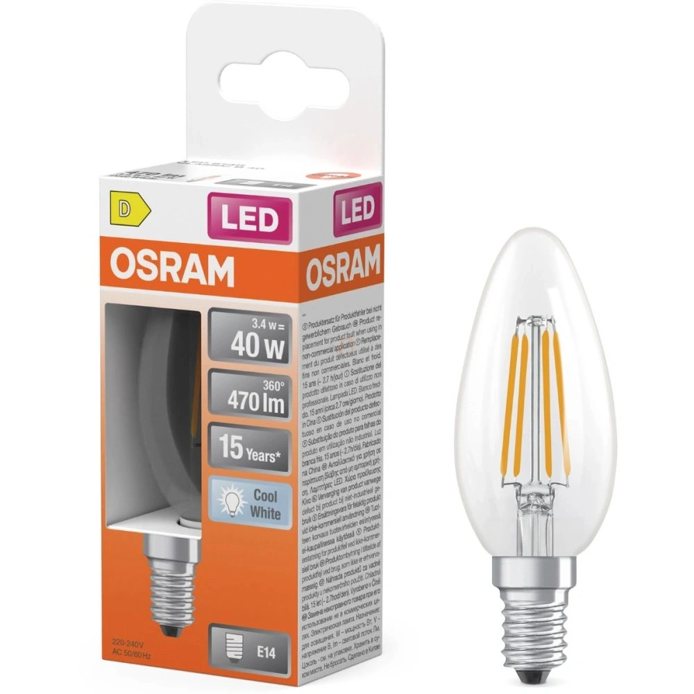 Osram LED Retrofit CLASSIC B 3.4W 840 Clear E14 LED izzó