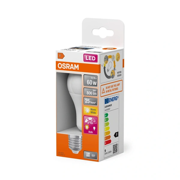 Osram LED STAR E27 8,8W 806LM 2700K matt mozgásérzékelős LED fényforrás