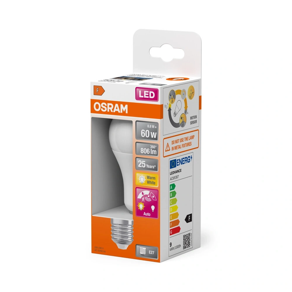 Osram LED STAR E27 8,8W 806LM 2700K matt mozgásérzékelős LED fényforrás