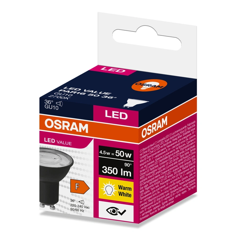 Osram LED VALUE PAR16 BLACK 50 4.5 W/2700 K GU10 LED fényforrás