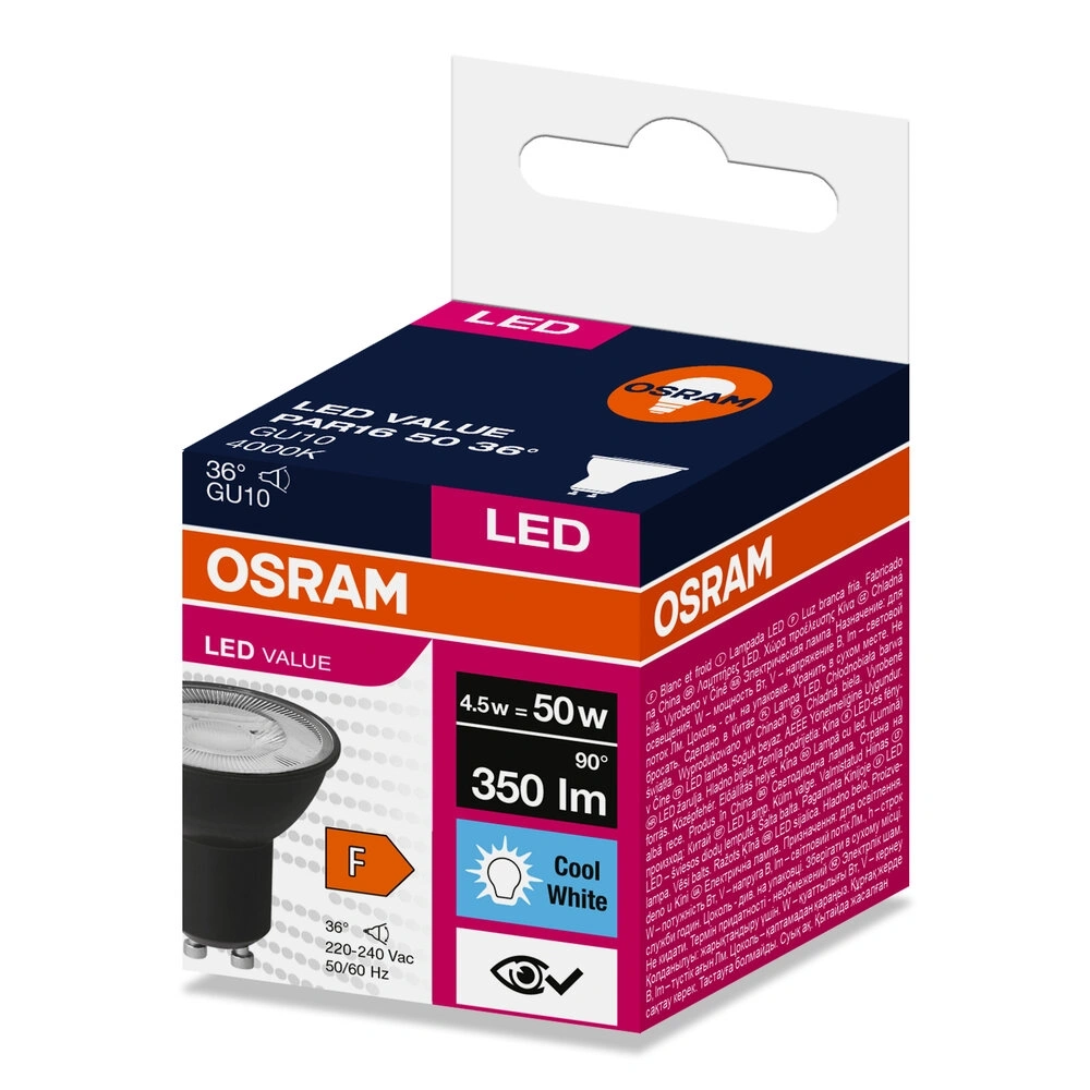 Osram LED VALUE PAR16 BLACK 50 4,5 W/4000 K GU10 LED fényforrás