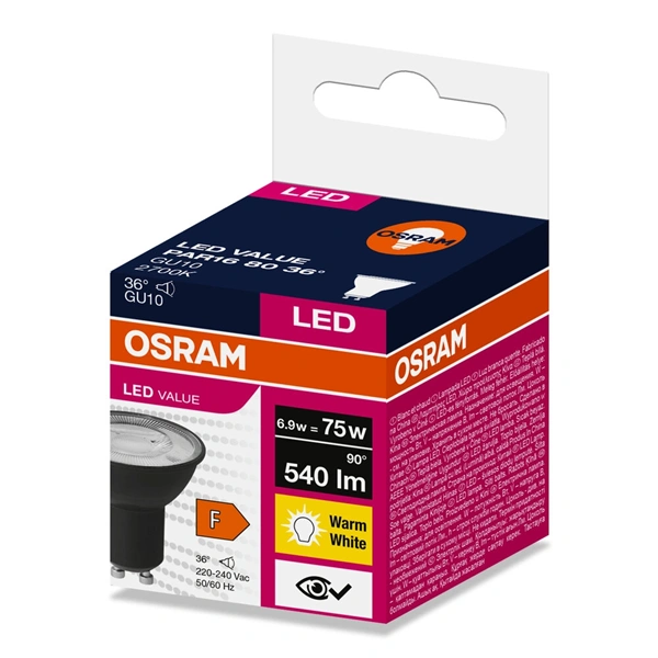 Osram LED VALUE PAR16 BLACK 50 6,9 W/2700 K GU10 LED fényforrás