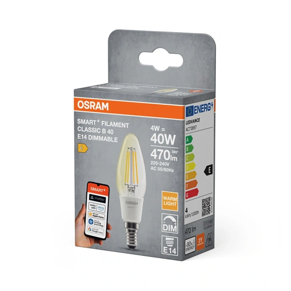 Osram SMART+ MATTER Classic filament H40W,dimm.4W,2700K,E14 fényforrás