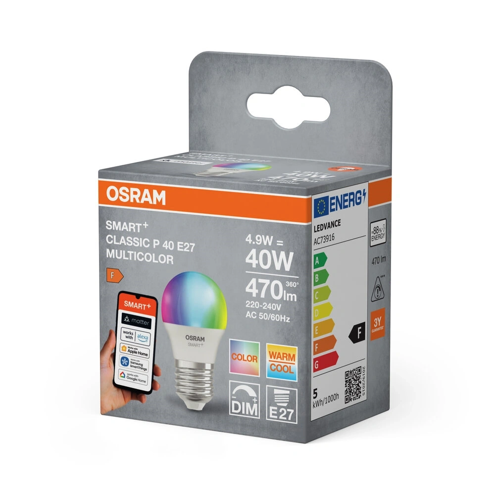 Osram SMART+ MATTER mini globe RGBW, állíth.színhőm.matt, 4, 9W E27 fényforrás