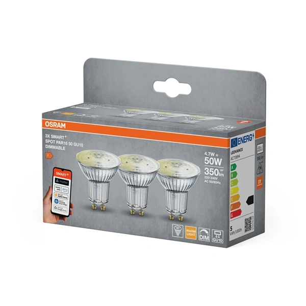 Osram SMART+ MATTER spot izzó. 2700K 4.7W GU10 fényforrás