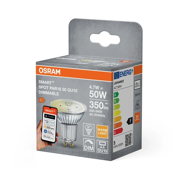 Osram SMART+ MATTER spot izzó 2700K dimm.4,7W GU10 fényforrás