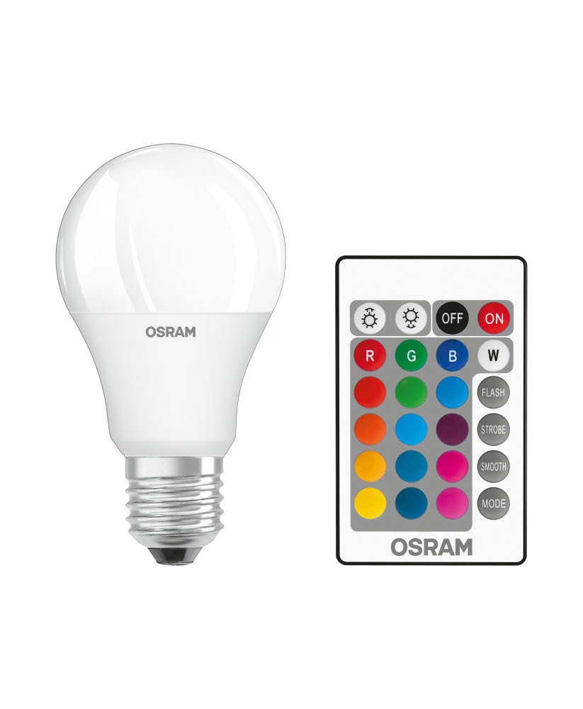Osram Star+ RGBW/matt búra/9W/806lm/2700K/E27 távirányítható LED körte fényforrás