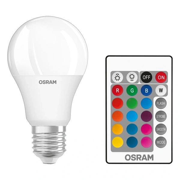 Osram Star+ RGBW/matt búra/9W/806lm/2700K/E27 távirányítható LED körte fényforrás