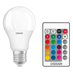 Osram Star+ RGBW/matt búra/9W/806lm/2700K/E27 távirányítható LED körte fényforrás