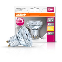 Osram Superstar PAR16 üveg ház/8W/575lm/2700K/GU10/230V/36fok dimmelhető LED spot izzó