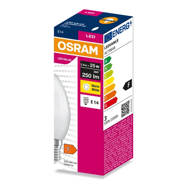 Osram Value B25 2,8W/827 E14 LED fényforrás