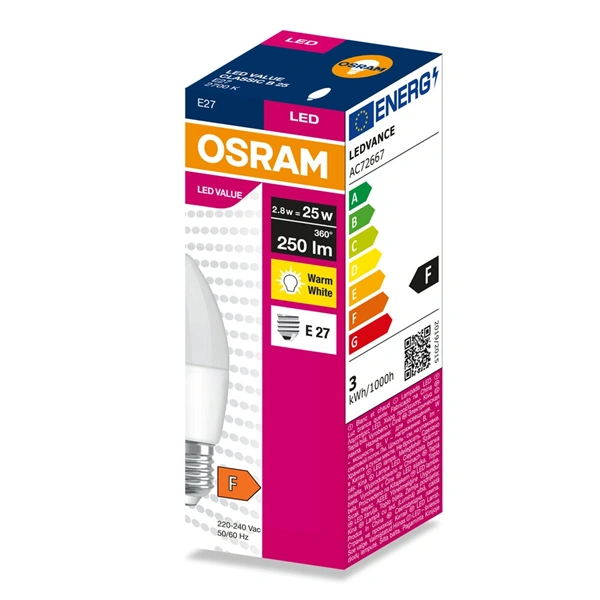 Osram Value B25 2,8W/827 E27 LED fényforrás