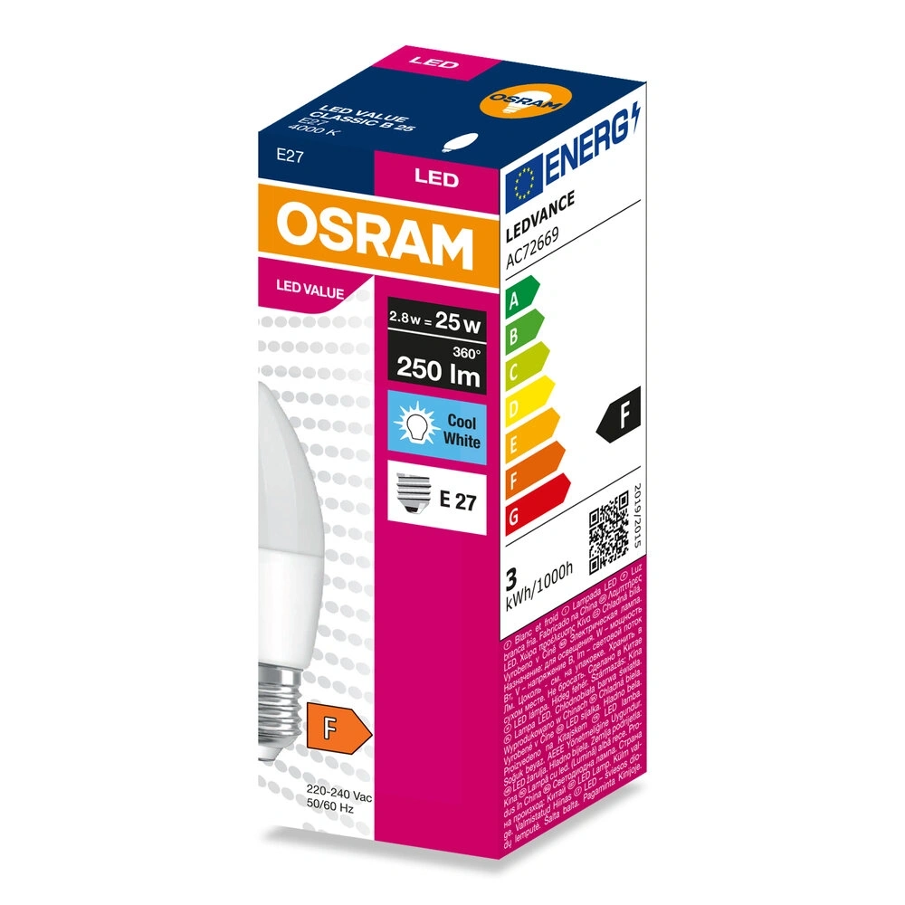 Osram Value B25 2,8W/840 E27 LED fényforrás