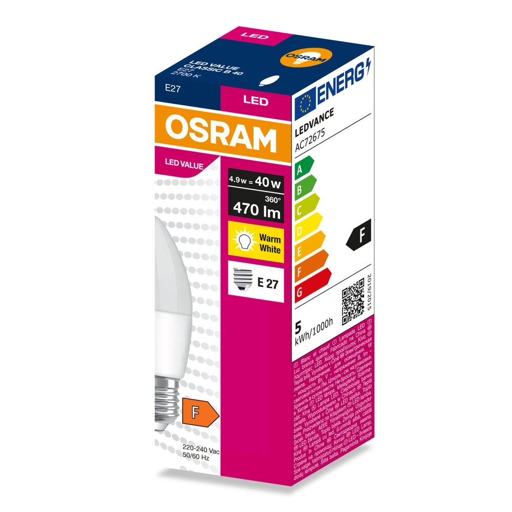 Osram Value B40 4,9W/827 E27 LED fényforrás