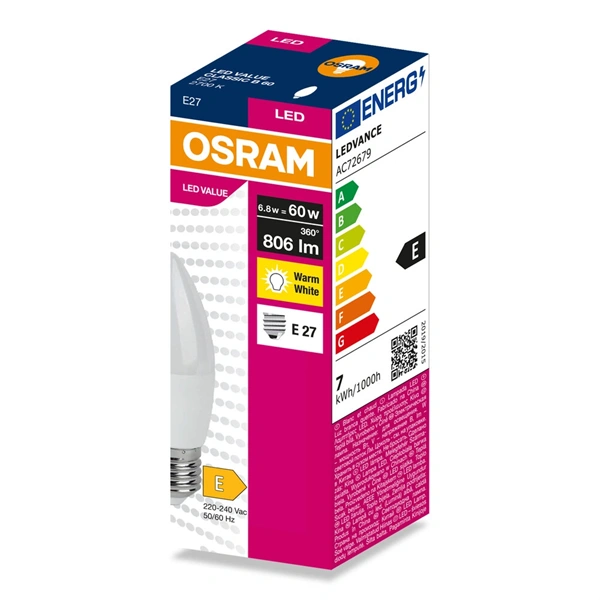 Osram Value B60 6,8W/827 E27 LED fényforrás