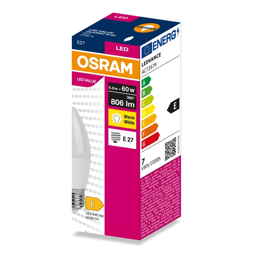 Osram Value B60 6,8W/827 E27 LED fényforrás