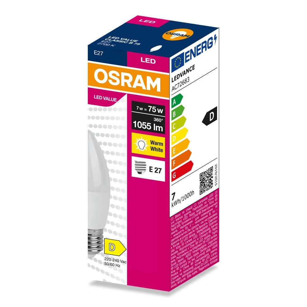 Osram Value B75 7W/827 E27 LED fényforrás