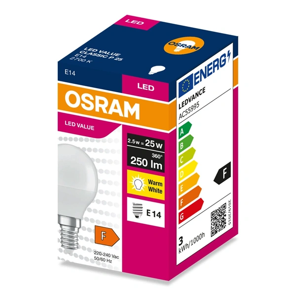 Osram Value P25 2,5W/827 E14 LED fényforrás