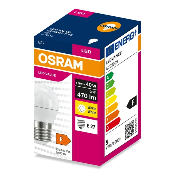 Osram Value P40 4,9W/827 E27 LED fényforrás