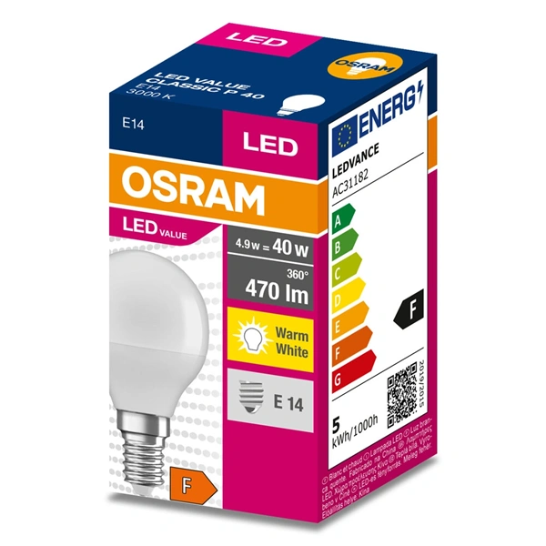 Osram Value P40 4,9W/830 E14 LED fényforrás