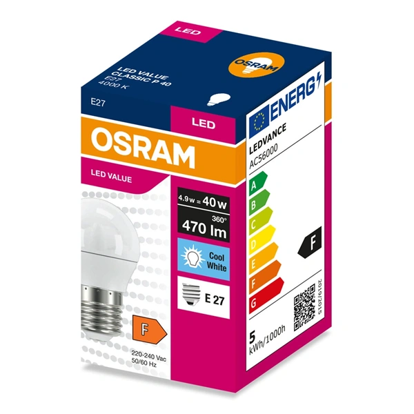 Osram Value P40 4,9W/840 E27 LED fényforrás