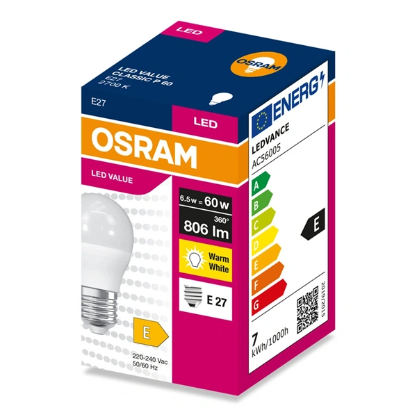 Osram Value P40 6,5W/827 E27 LED fényforrás