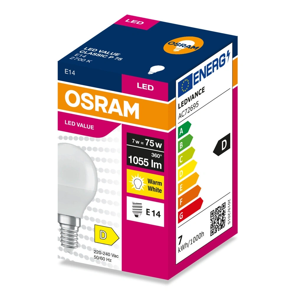 Osram Value P75 7W/827 E14 LED fényforrás