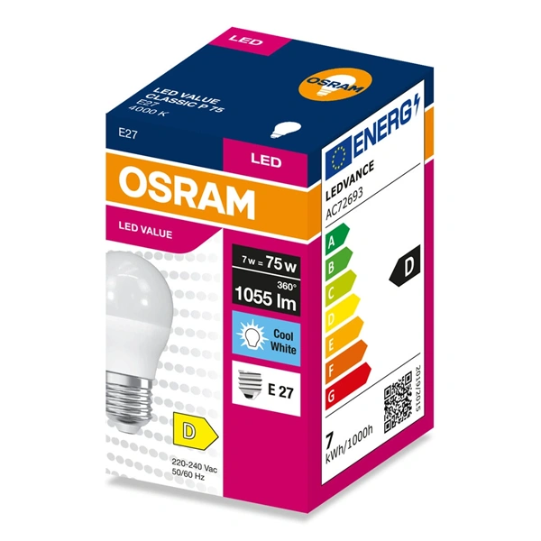 Osram Value P75 7W/840 E27 LED fényforrás