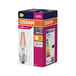 Osram Value átlátszó üveg búra/8W/827lm/2700K/E27 LED körte izzó
