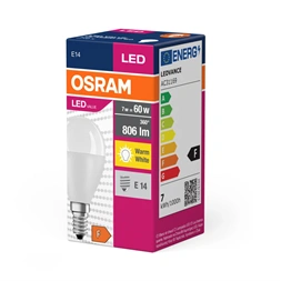 Osram Value opál búra/7W/827lm/2700K/E14 LED kisgömb izzó