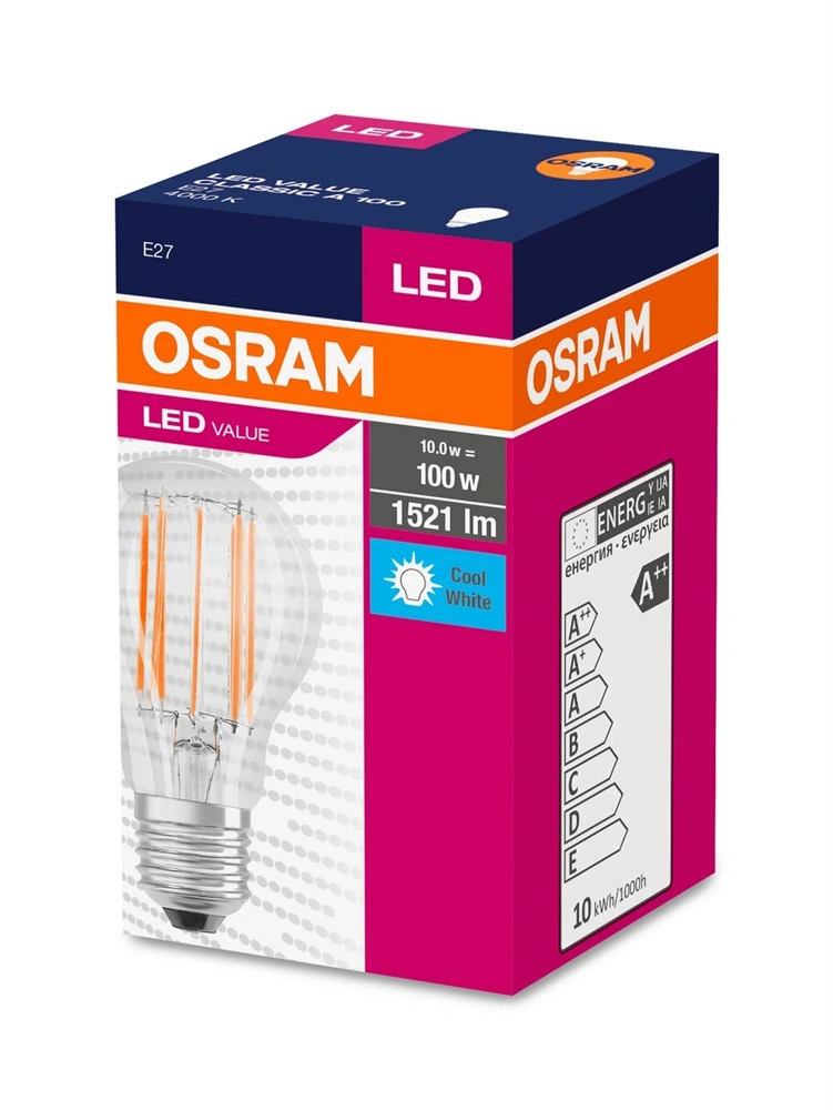 Osram Value opál búra/8,5W/806lm/6500K/E27 LED körte izzó
