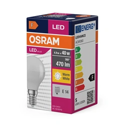 Osram Value opál meleg fehér/4,9W/827lm/2700K/E14 LED kisgömb izzó