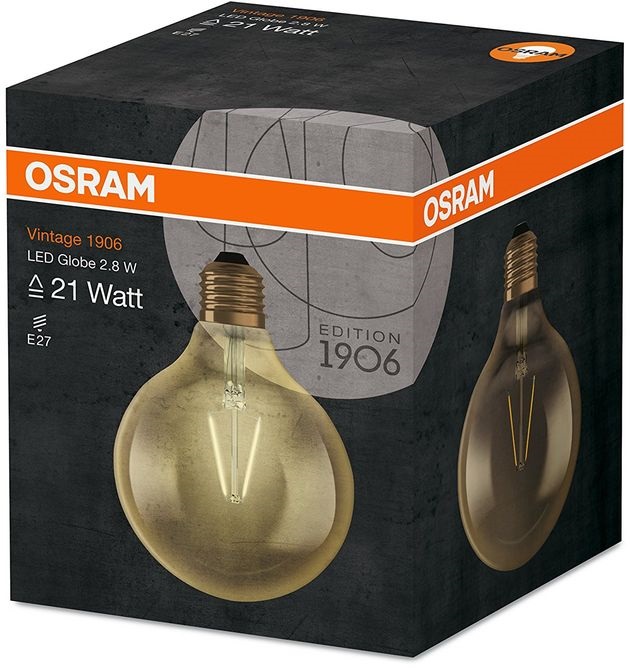 Osram Vintage átlátszó üveg búra/2,8W/225lm/2500K/E27 LED gömb izzó