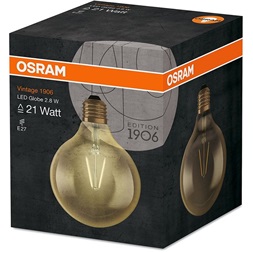 Osram Vintage átlátszó üveg búra/2,8W/225lm/2500K/E27 LED gömb izzó