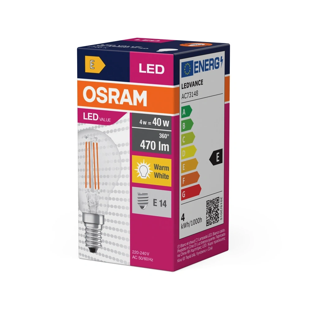 Osram filament P40 4W/827 E14  LED fényforrás