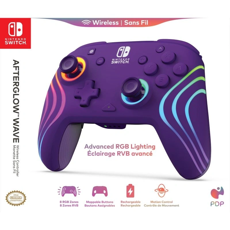 PDP 500-252-PR Afterglow Wave Nintendo Switch vezeték nélküli lila kontroller (D)