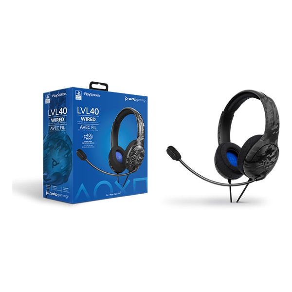 PDP LVL 40 PS5, PS4, PC Vezetékes Sztereó Fekete Camo headset