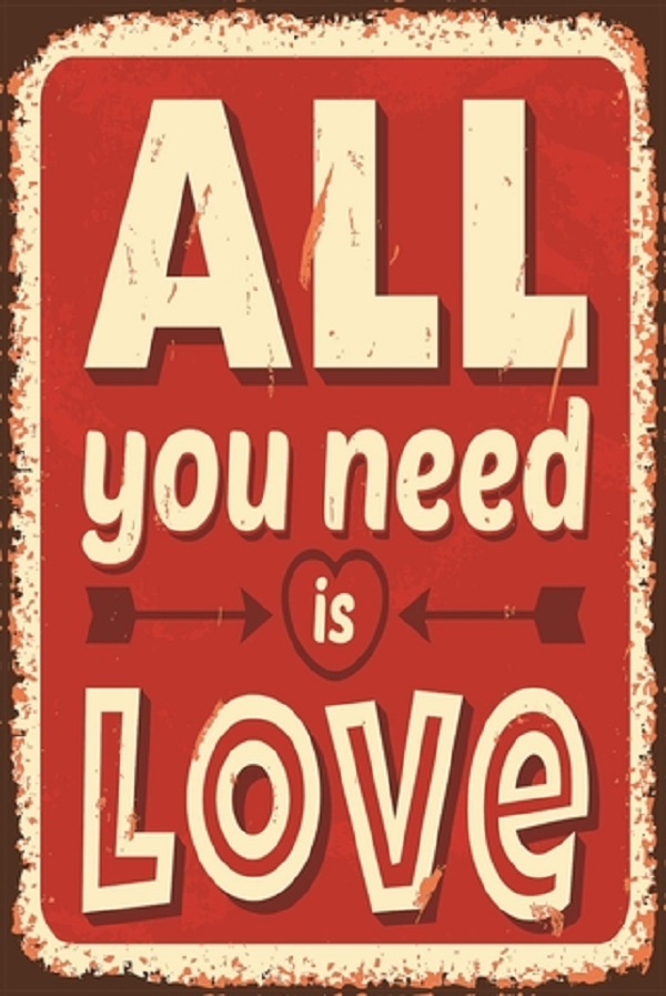 PF All you need is Love 20x30 cm-es retro dekor fémtábla