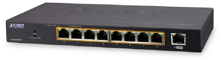 PLANET GSD-908HP asztali 8port GbE LAN nem menedzselhető PoE switch