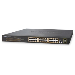 PLANET GS-4210-24P2S 19" 24port GbE LAN 2xSFP menedzselhető PoE switch