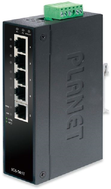 PLANET IGS-501T DIN sínre szerelhető 5port GbE LAN nem menedzselhető ipari switch