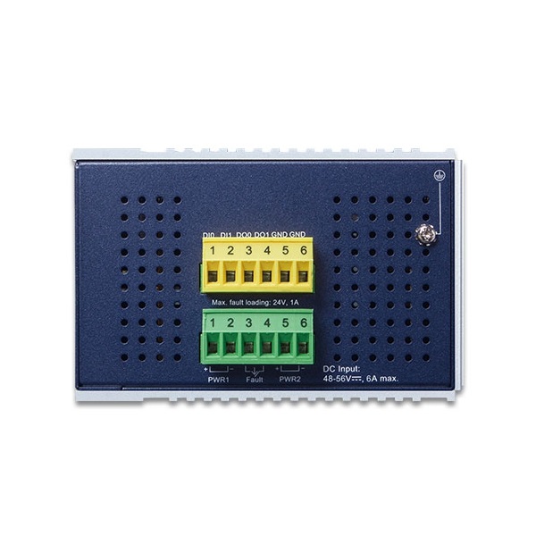 PLANET IGS-5225-4UP1T2S DIN sínre szerelhető 4port GbE LAN 2xSFP L2+ nem menedzselhető ipari PoE+ switch