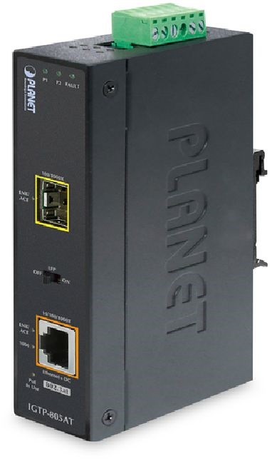 PLANET IGTP-805AT GbE LAN (RJ45-SFP) ipari PoE média konverter