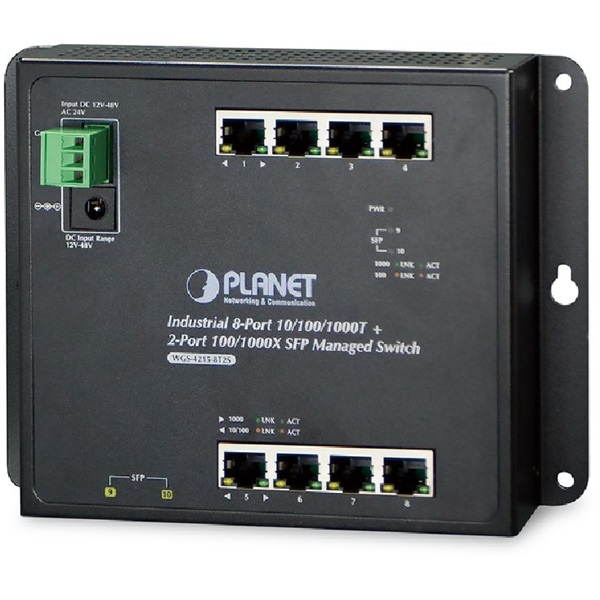 PLANET WGS-4215-8P2S fali 8port GbE LAN 2xSFP menedzselhető ipari PoE switch