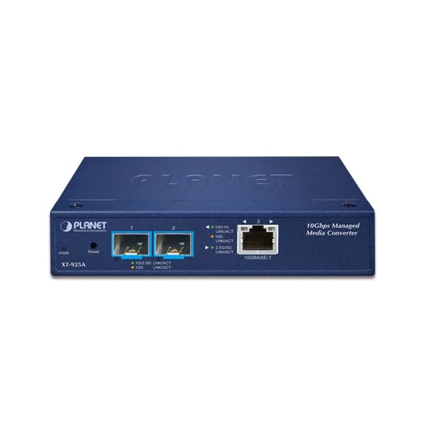 PLANET XT-925A 1-Port 10G/5G/2.5G/1G/100BASE-T + 2-Port 10G/1GBASE-X SFP+ menedzselhető média konverter