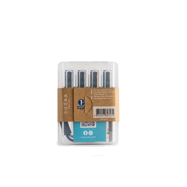 Paleblue PB-AAA-C 4xAAA 600mAh USB-C újratölthető mikro ceruza akkumulátor + töltőkábel