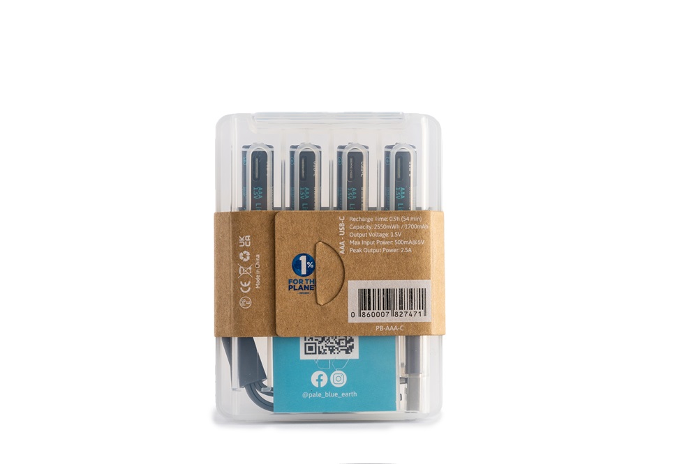 Paleblue PB-AAA-C 4xAAA 600mAh USB-C újratölthető mikro ceruza akkumulátor + töltőkábel